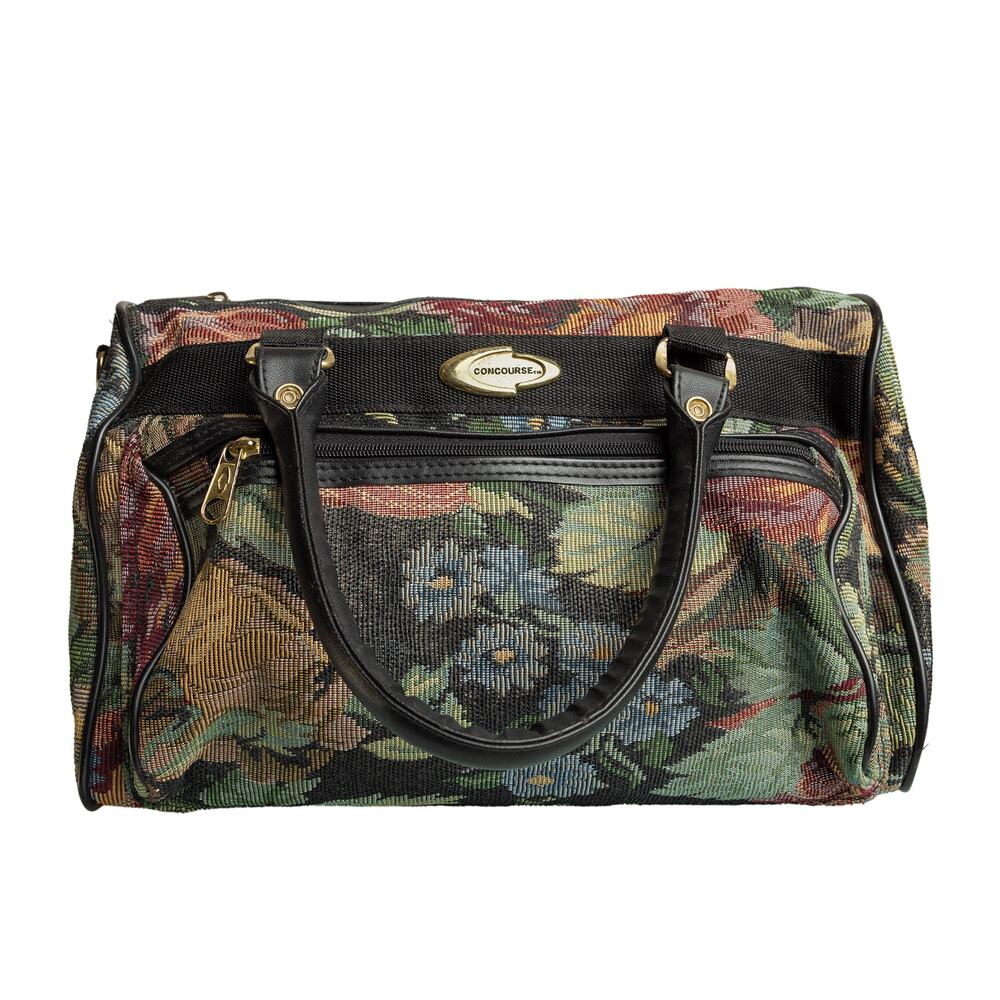 80s/90s Vintage Concourse Floral Tapestry Overnight Bag Carry On Travel Luggage